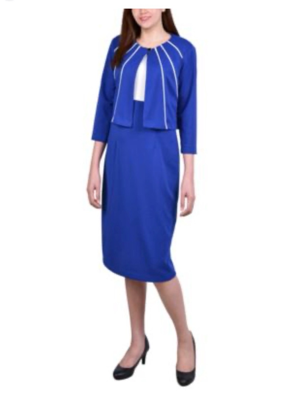 NY Collection Women's 3/4 Sleeve Two Piece Dress Set